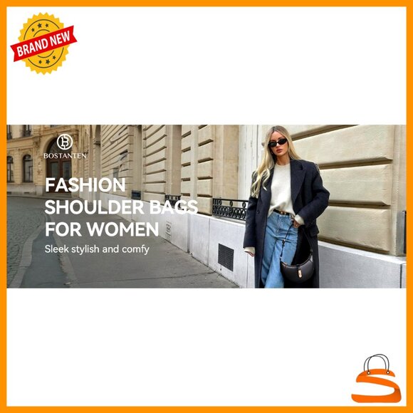 Small Vegan Leather Shoulder Bag Crescent Moon Hobo Purse Adjustable Strap - Picture 7 of 7